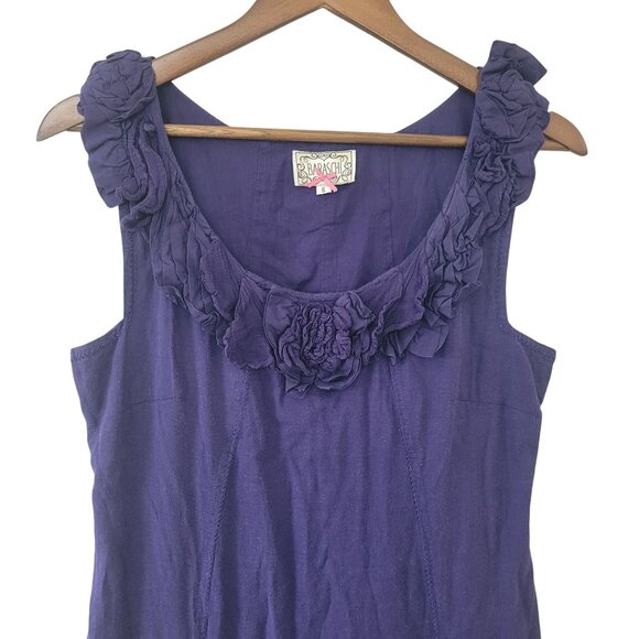 Anthropologie Baraschi Floral Scoop Neck Midi Dress Womens Size 6 Purple Lined - Picture 4 of 8